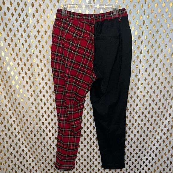 Hot Topic split plaid pants red goth punk size L - Picture 2 of 3